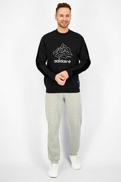 adidas Men Sportswear Fit Long Sleeve Outdoor Sweater, Black And White
