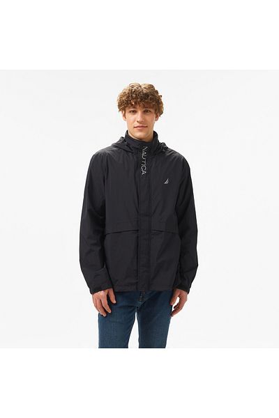 Nautica Men's Black Standard Fit Hooded Coat