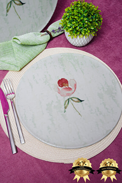 Heda Porselen Ebrusu 32cm 2'li Porselen Pizza Tabağı Seti