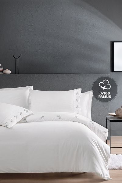 Yataş Pearl Double Crepe Duvet Cover Set - White