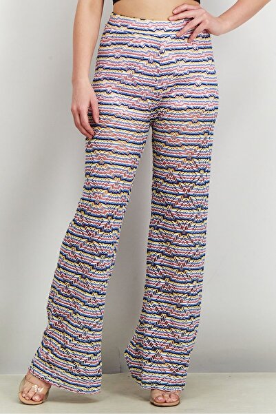 Reserved بنطلون نسائي بخصر مرتفع ومحكم، لون وردي