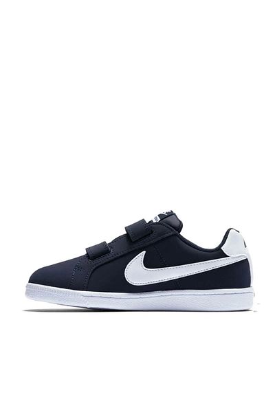 Nike Court Royale Genuine Leather Unisex Kids Sneakers - Navy Blue with Straps and Velcro
