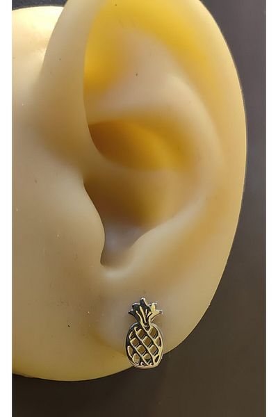 FG KONNİCHİWA 100% Steel Double Earrings Stainless Steel Blackened Patterned Icon Earrings (2 Pieces)