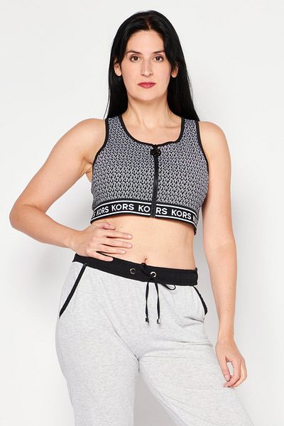 Michael Kors Women U-Neck Sleeveless All Over Print Tops, Black