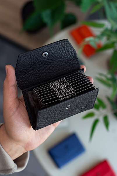 Garbalia Lucas Genuine Leather Accordion Model Black Unisex Card Holder with Lots of Eyes