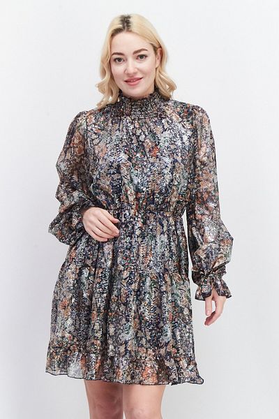 OPT Women All Over Print Mini Dress, Navy Blue