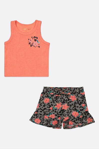 Madden Girl Toddlers Girl 2 Piece Sleeveless Top And Short, Coral Combo