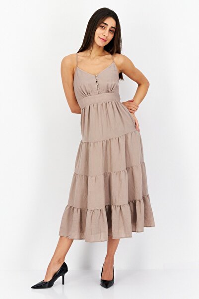 Gentle Fawn فستان كليو متوسط الطول بدون أكمام للنساء، بني فاتح