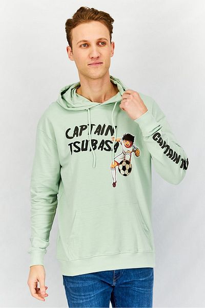 Captain Tsubasa Men Hoodie Graphic Long Sleeves Sweatshirt, Mint