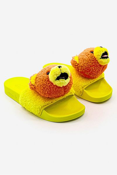 adidas Kid Boy JS Adilette Teddy Slides, Yellow