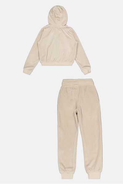 Ellesse Toddlers Girl Brand Logo Hoodie And Sweatpants Set, Beige