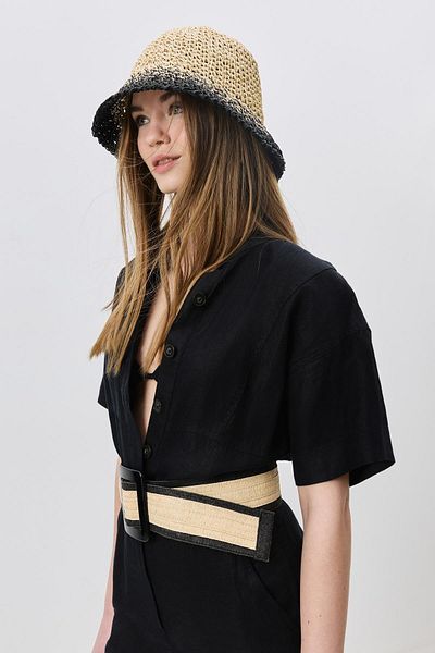 C&City Beige Hand Knitted Straw Hat Y8210