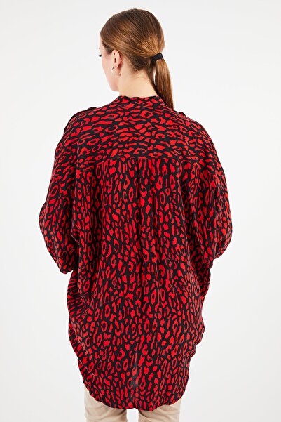The Kooples Women Crew Neck Long Sleeves Texture Blouse, Red
