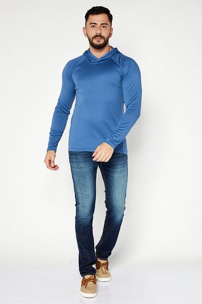 Alive Men Sportswear Fit Long Sleeve Outdoor Hoodie, Blue