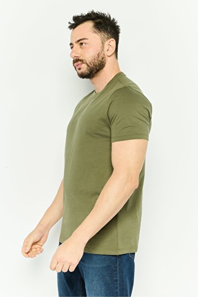 GAP Men Crew Neck Short Sleeve Solid T-Shirt, Olive