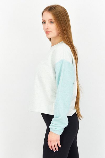 New Balance Women Sports Fit Brand Logo Training Sweatshirt, Grey/Green