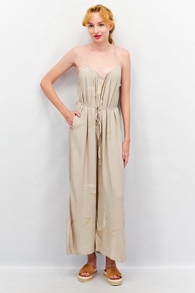 Grade & Gather Women Textured Sleeveless Jumpsuit, Light Grey