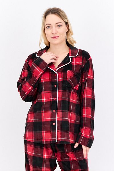 Jones of New York Women 2pcs Plaid Pajama Top And Bottom Set, Red