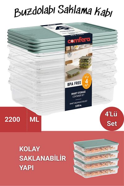 BAGER MARKET 2200 ml 4 Color Icebox Storage Container Winter Freezer Refrigerator and Food Organization