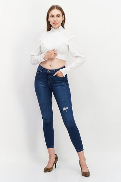 NA-KD Women Plain Ruffle Cross Front Top Shirt, White
