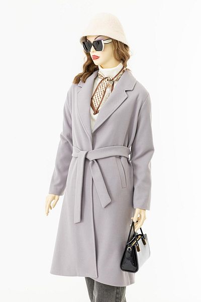 GiyinGo Gray Imported Stamp Women's Coat - with Belt, Slit and Pockets