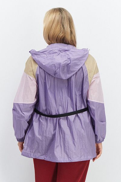 Aigle Women Hooded Long Sleeves Windbreaker Jacket With Fanny Pack Bag, Purple Combo