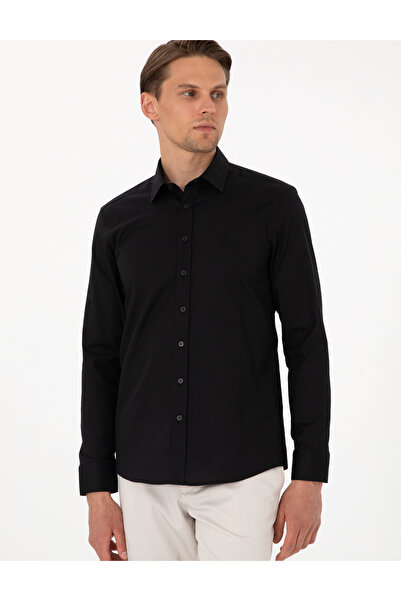 Pierre Cardin Siyah Slim Fit Uzun Kollu Gömlek 50305250-VR046