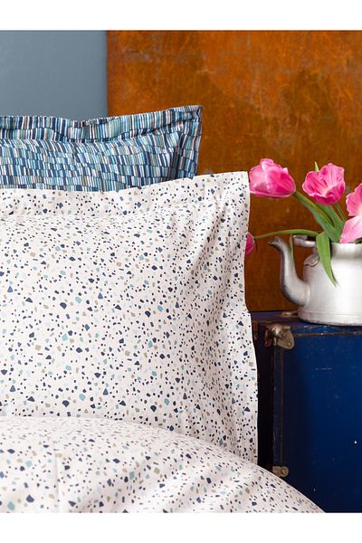 BED LİNE Leros Duvet Cover Set Indigo Single