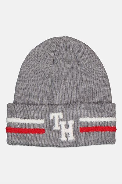 Tommy Hilfiger Men Knitted Monogram Cuff Cap, Grey