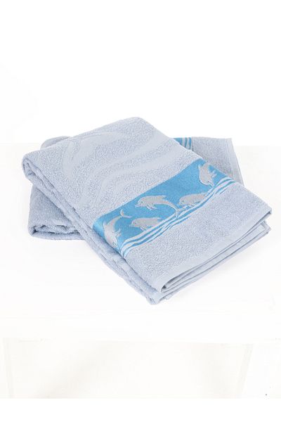 AİRYCOT Turquoise Dolphin Themed Patterned 70X150 Set of 2 Beach/Pool/Bathhouse/Bathroom Towels