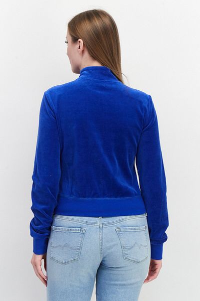 Juicy Couture Women Long Sleeve Full Zip Solid Sweatshirt, Blue