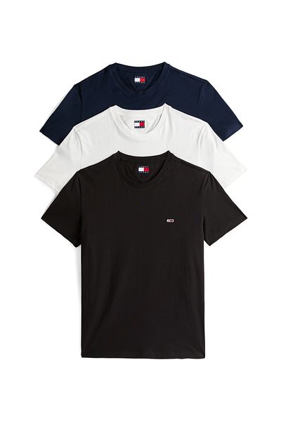 Tommy Hilfiger Tommy Hilfiger Men Ecru/Black/Dark Night Navy Xslim Pack of 3 Flag Patch T-Shirts