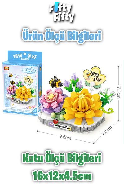 Vagonlife Loz Micro Block Series Cute Flower 390 Pieces Toy Building Set Fflz-8832