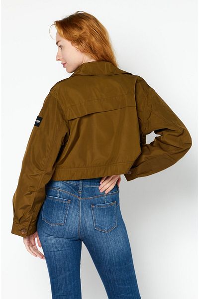 Aigle Women Solid Shirt Jacket, Khaki