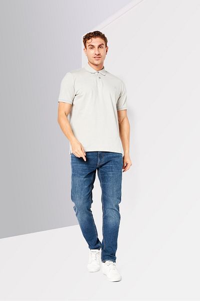 Dkny Men Regular Fit Embroidered Logo Short Sleeve Polo Shirt, Light Grey
