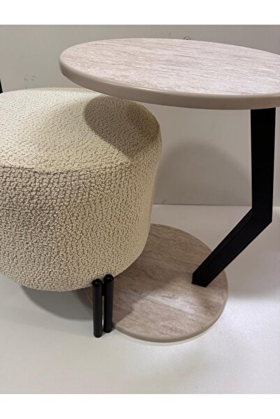 Nils Aksesuar Official SCANDİ PUF TRAVERTEN MDF 18 MM C SERHPA TAKIM