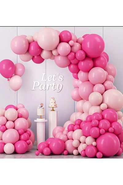 Çemrek Süs Parti Fuchsia Pink Balloon Chain Set Including 103 Jumbo Balloons