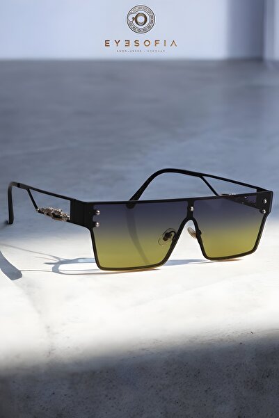 Eyesofia لويس أصفر أزرق - نظارة شمسية معدنية للجنسين