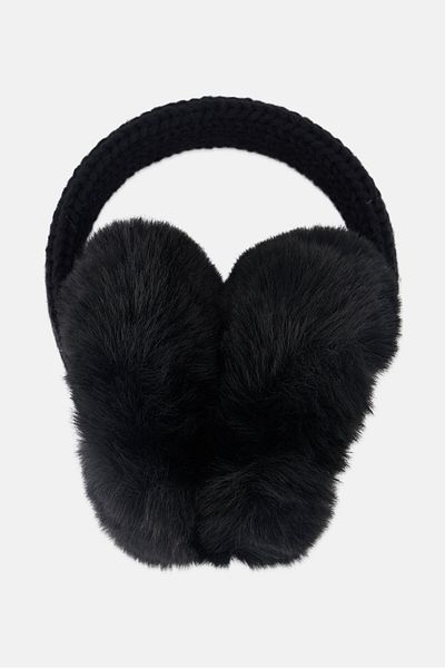 Michael Kors Kids Girl Over Sized Solid Faux Fur Earmuff, Black