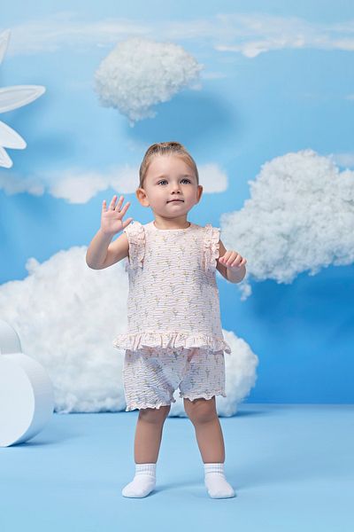 Miny Center Flower Patterned Baby Girl Set of 2