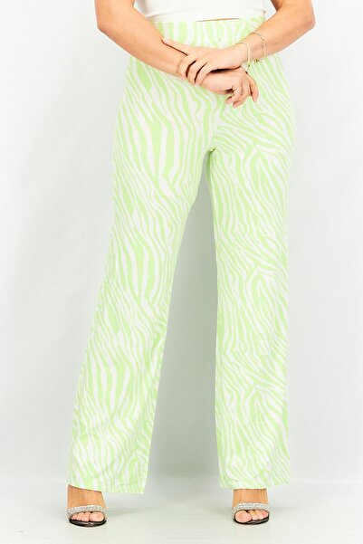 Asos Design Women Wide Leg Animal Print Pant, Green