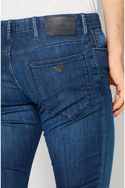 Emporio Armani Men Slim Fit Washed Stretchable Jeans, Blue