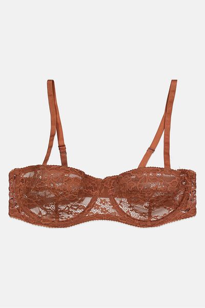 NA-KD Women Non Padded Lace Bra, Brown