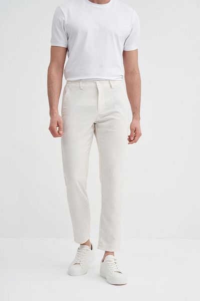 Cazador Ανδρικό Παντελόνι Jogger - Ecru 0035 Λινό