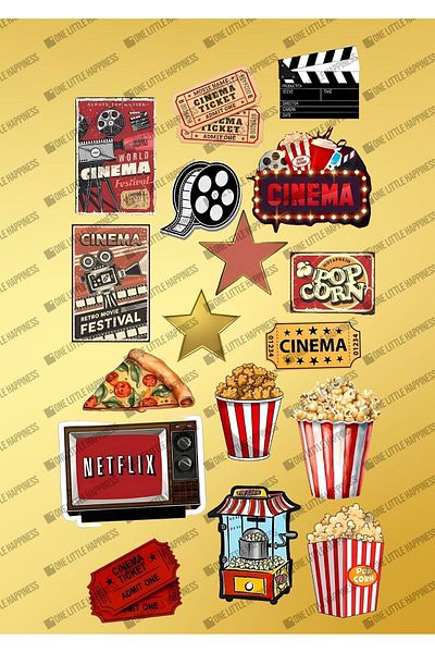 One Little Happiness Cinema Themed Sticker Set Suitable for Planner Agenda Bullet Journal