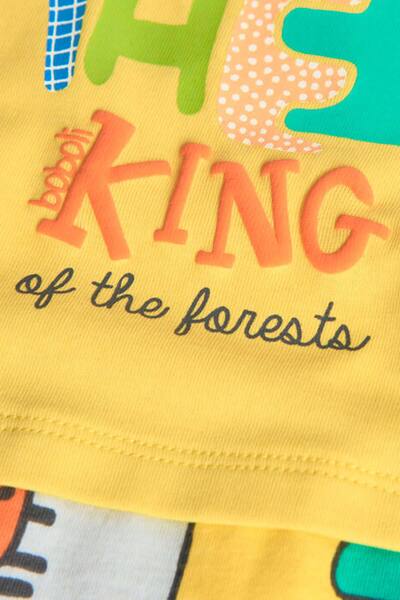 Boboli Hayvanlar Baskılı Erkek Bebek Kısa Tulum