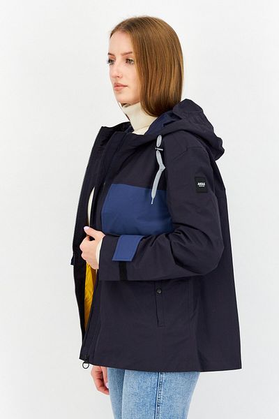 Aigle Women High Neck Long Sleeve Windbreaker Jacket, Black/navy