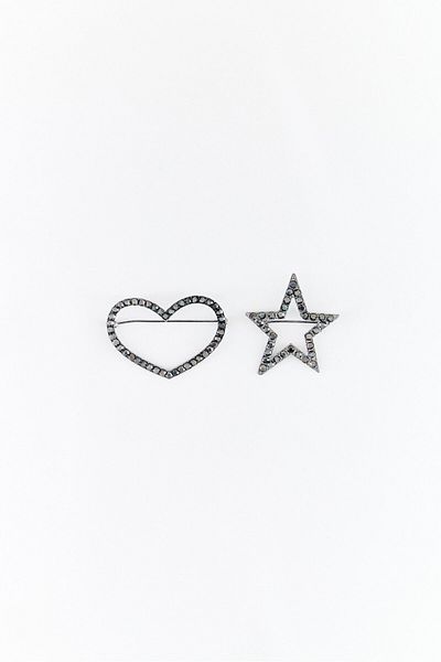 PARFOIS Women 2 Piece Rhinestone Brooches , Silver