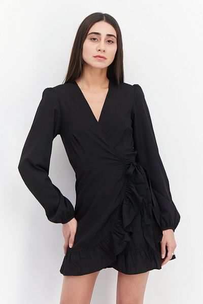 NA-KD Women Solid Wrap Dress, Black