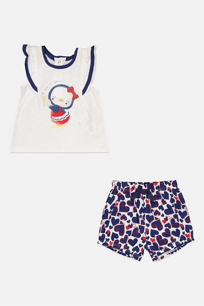 Chicco Toddlers Girl Short Sleeve Top And Bottom Short Set, White